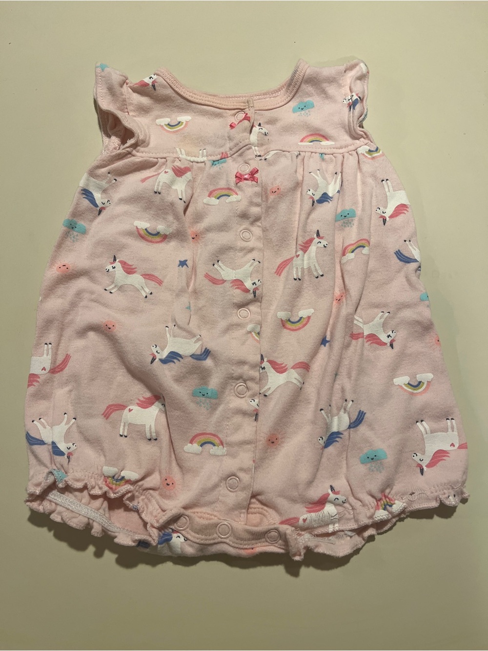 Carters Pink Unicorn Print Baby Girl Romper Size 6M
